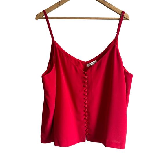 Madewell Silk Button Down Cami Cranberry Red 22 - Picture 2 of 14